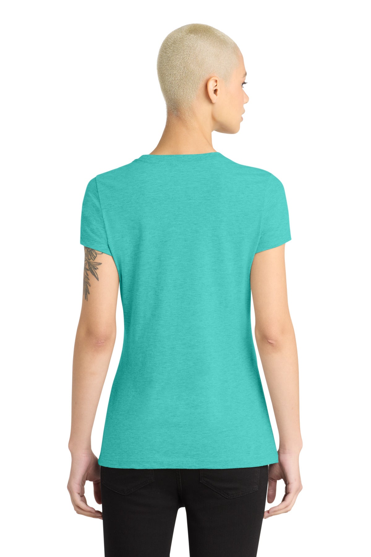 AquaHthr District Women's Perfect Blend CVC Tee. DM108L