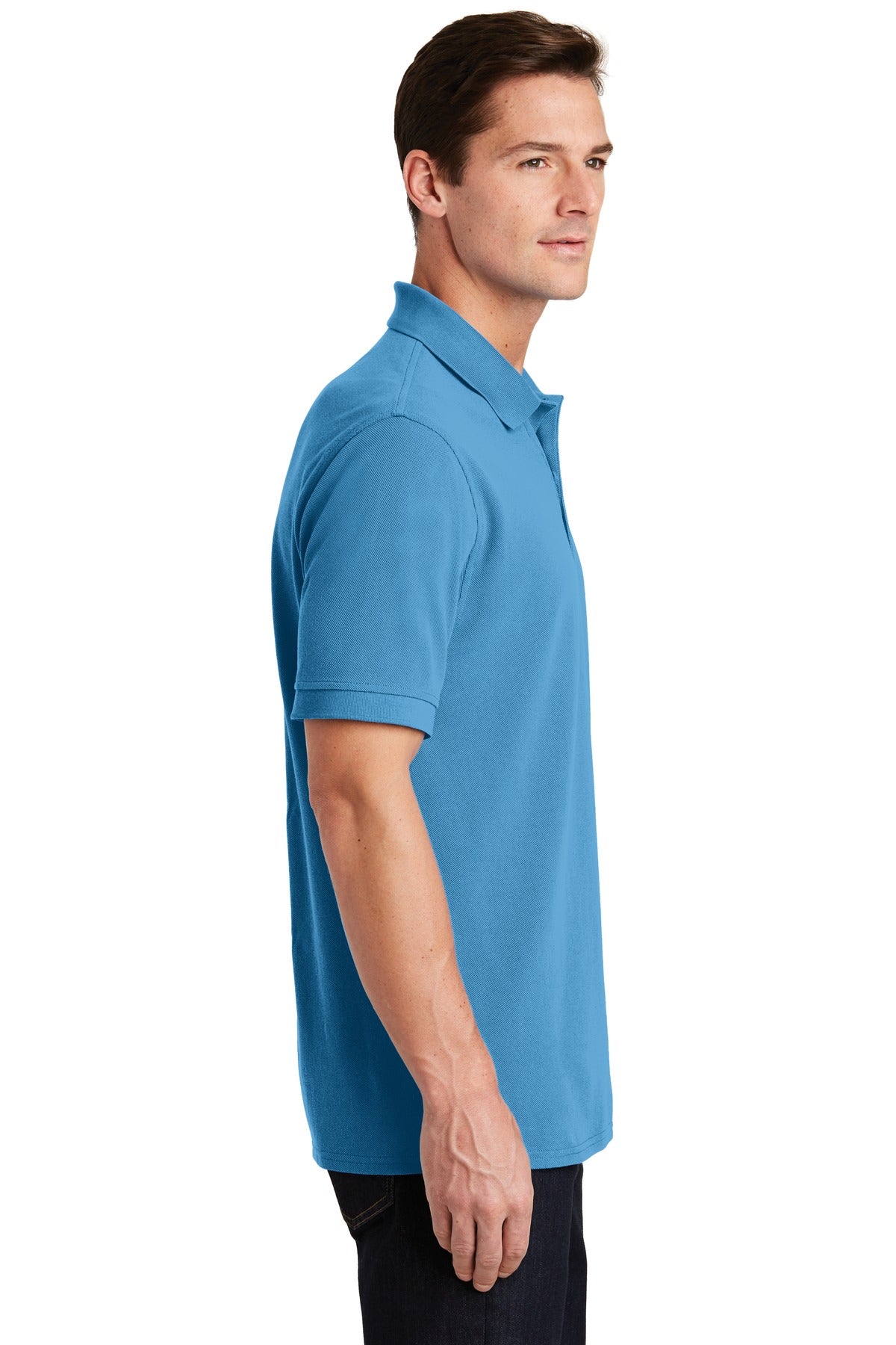 Aquatic Blue Port & Company Combed Ring Spun Pique Polo. KP1500