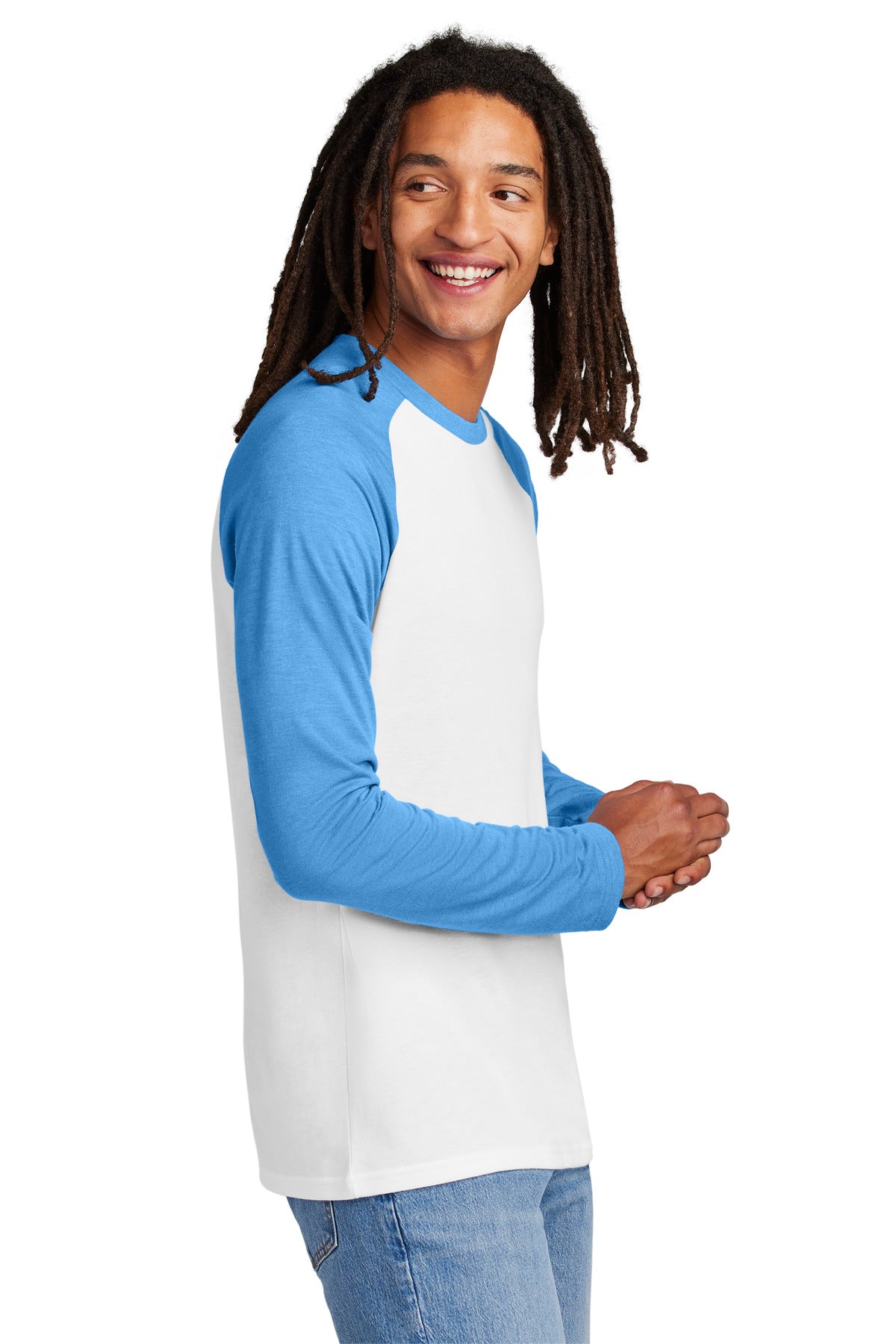AzrB/BtWht Allmade Unisex Tri-Blend Long Sleeve Colorblock Raglan AL6009