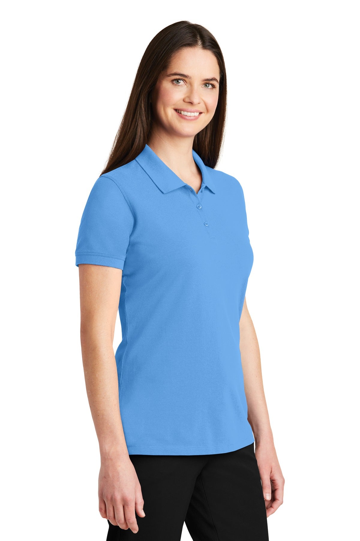 Azure Blue Port Authority Women's EZCotton Polo. LK8000