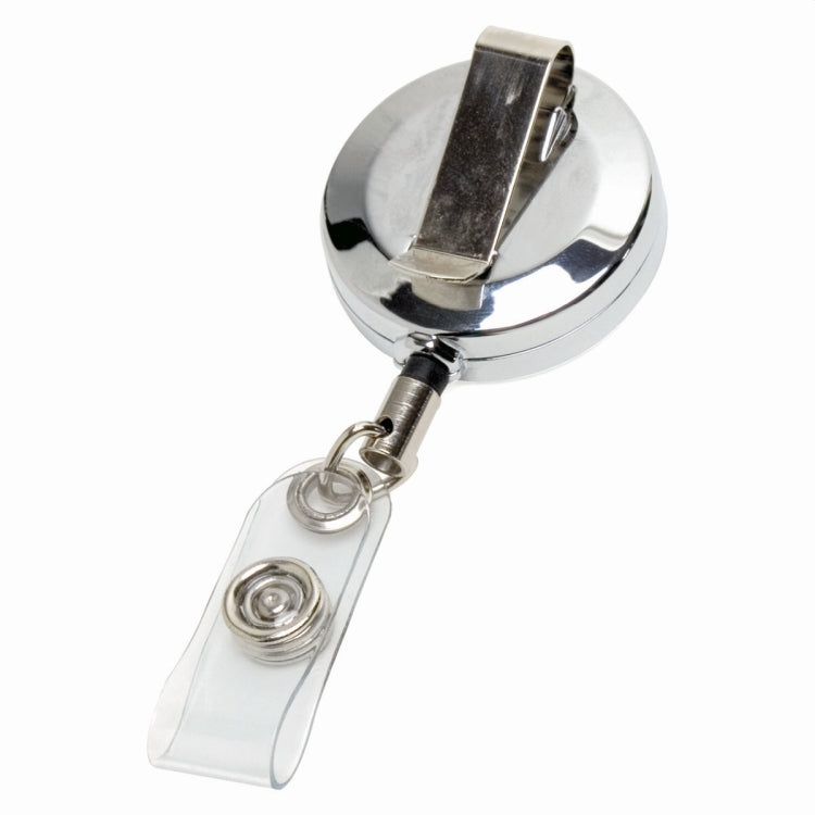 30"Cord Chrome Solid Metal Retractable Badge Reel and Badge Holder with Full Color Vinyl Label Imp
