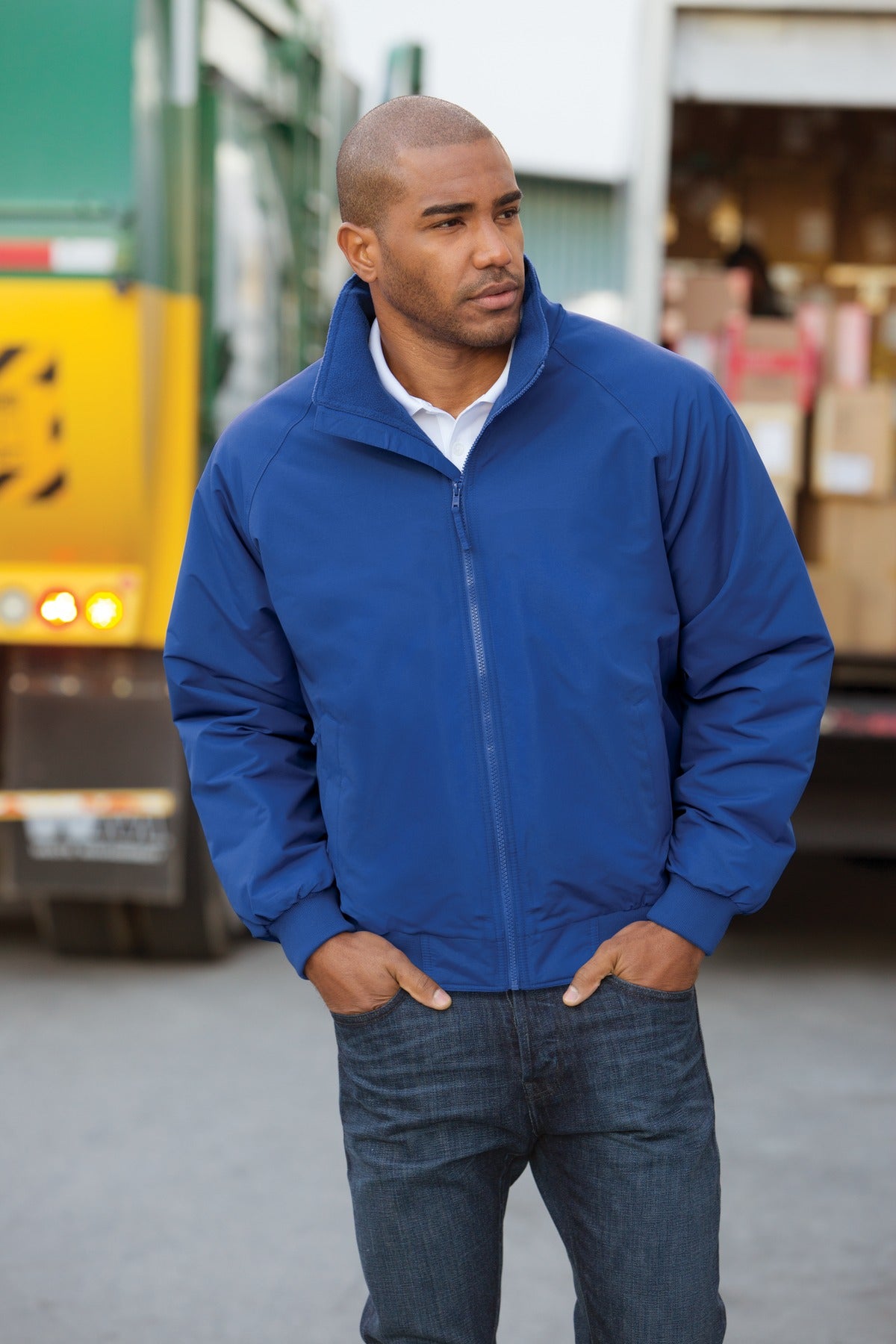 Batlshp Grey Port Authority Charger Jacket. J328