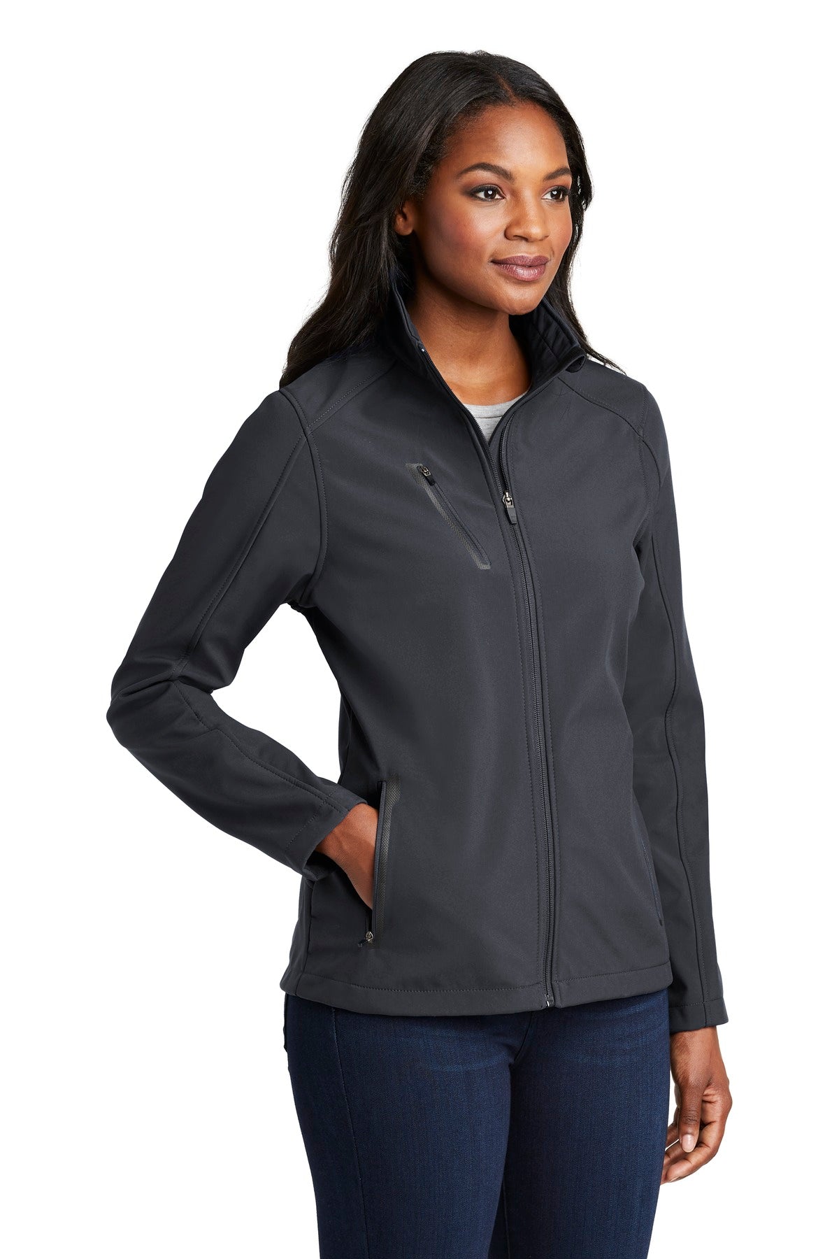 Batlshp Grey Port Authority Women's Welded Soft Shell Jacket. L324