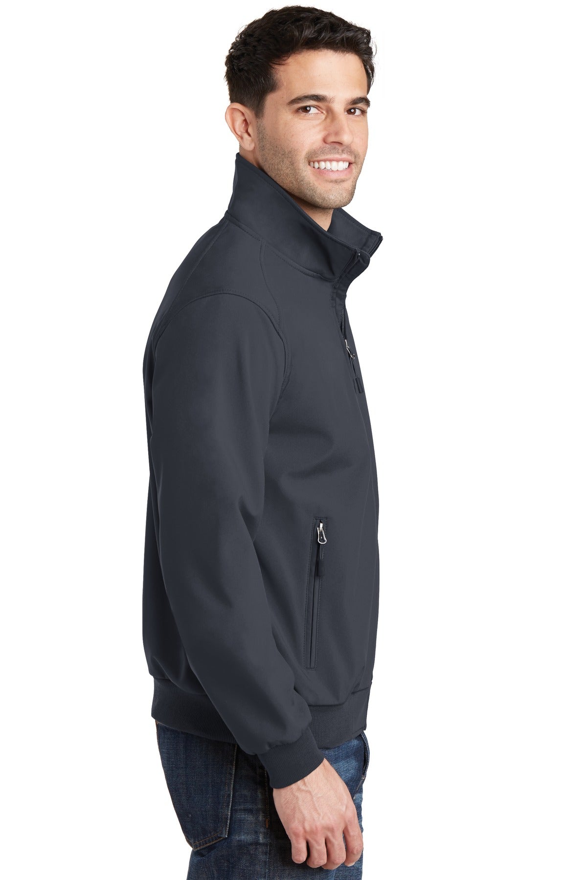 Battleship Gry Port Authority Soft Shell Bomber Jacket. J337