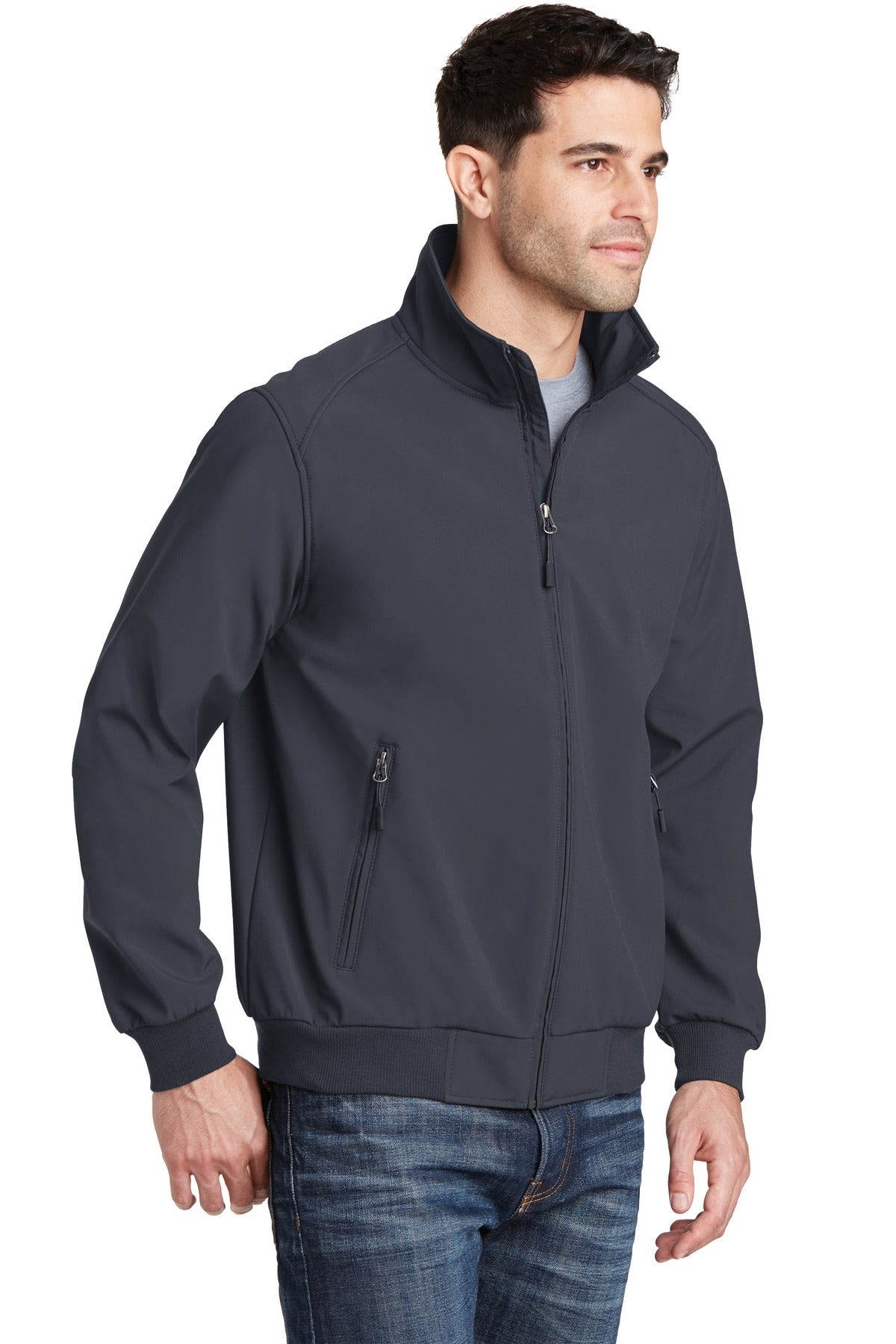 Battleship Gry Port Authority Soft Shell Bomber Jacket. J337