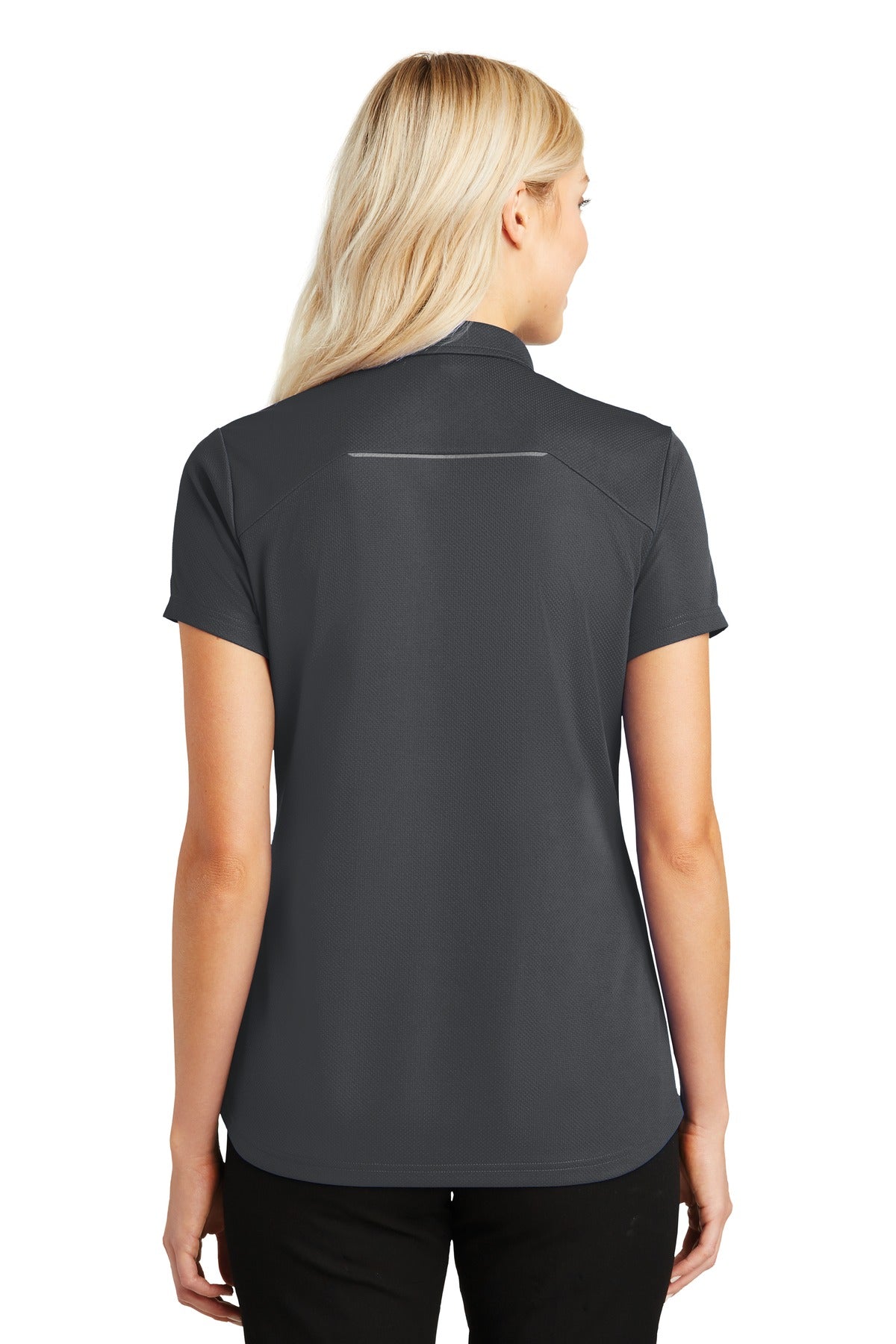 Battleship Gry Port Authority Women's Pinpoint Mesh Zip Polo. L580