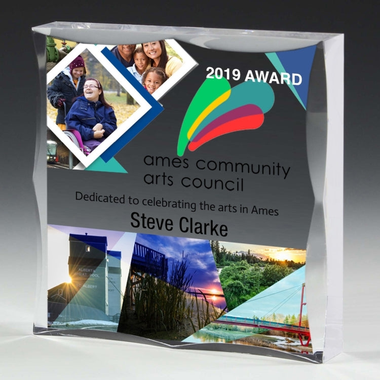 Scalloped Acrylic Paperweight Awards - 4” x 4” x 3/4” 4-Color Process