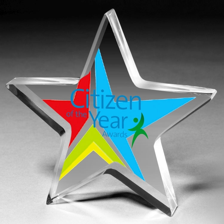 Laser Engraved Acrylic Star Paperweight (5"x 5"x 1")