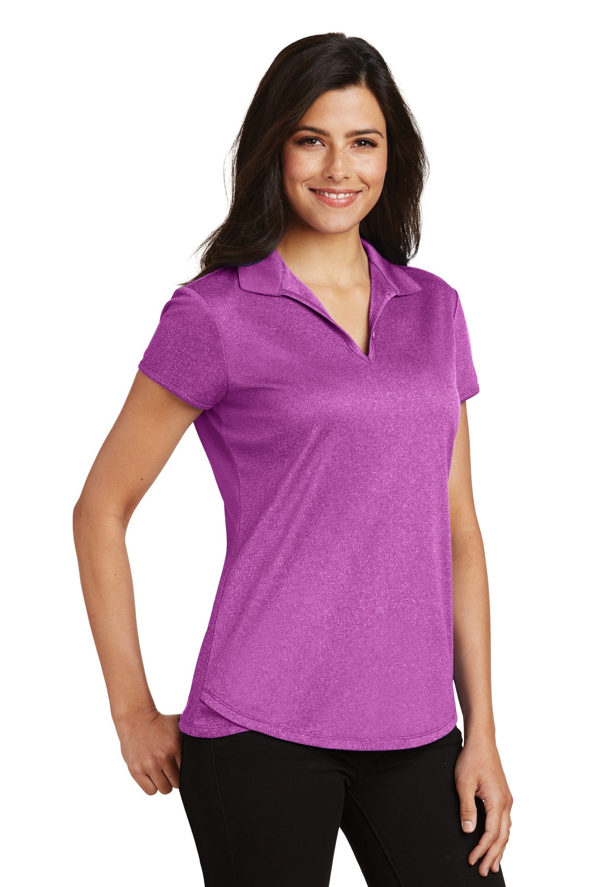 Berry Hthr Port Authority Women's Trace Heather Polo. L576