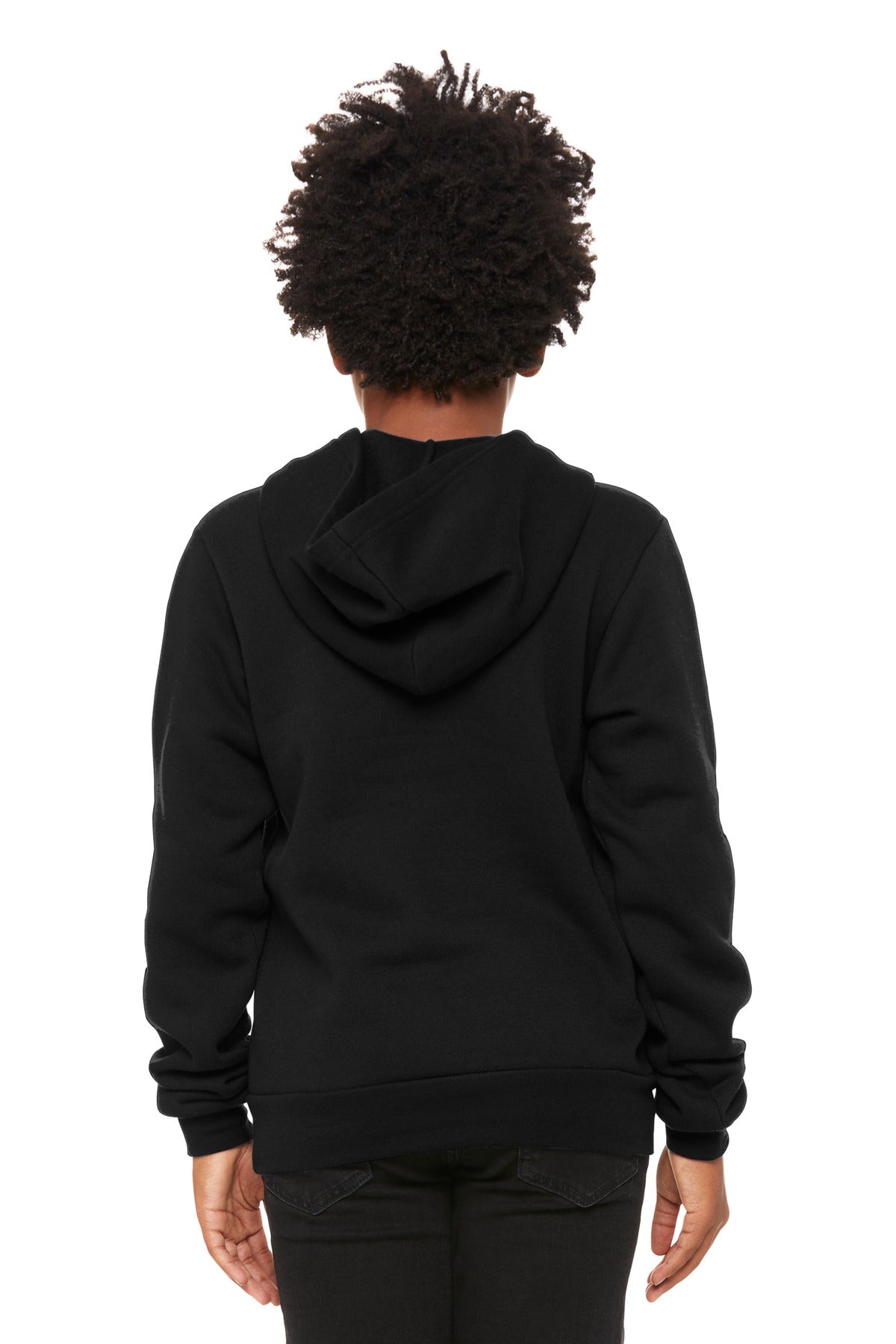 Black BELLA+CANVAS Youth Sponge Fleece Pullover Hoodie BC3719Y