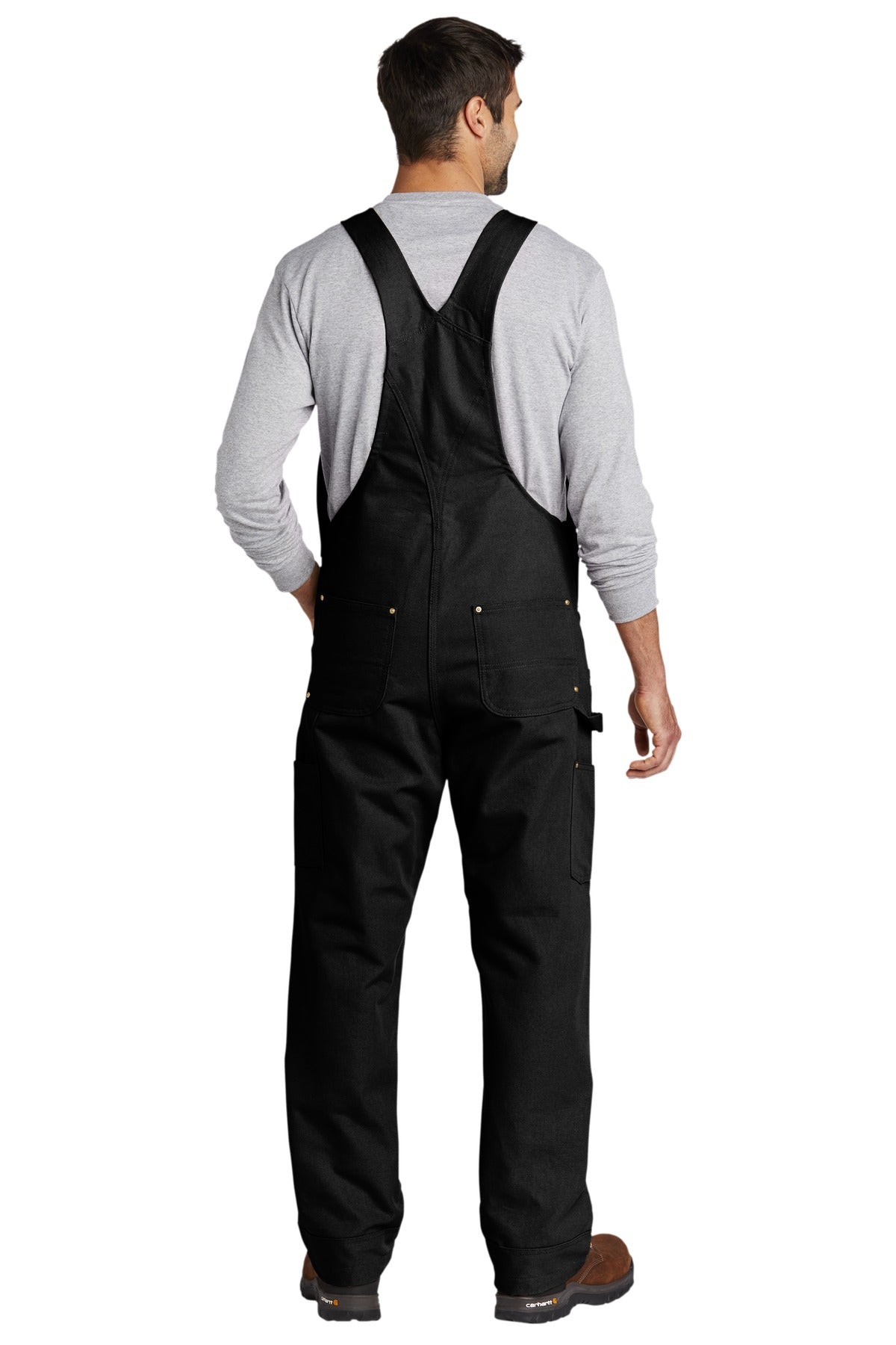 Black Carhartt Duck Unlined Bib Overalls. CT102776