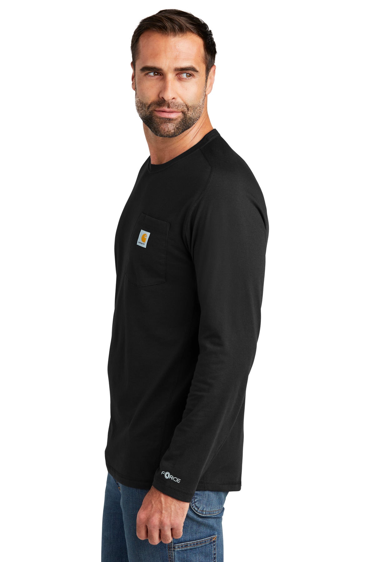 Black Carhartt Force Long Sleeve Pocket T-Shirt CT106656