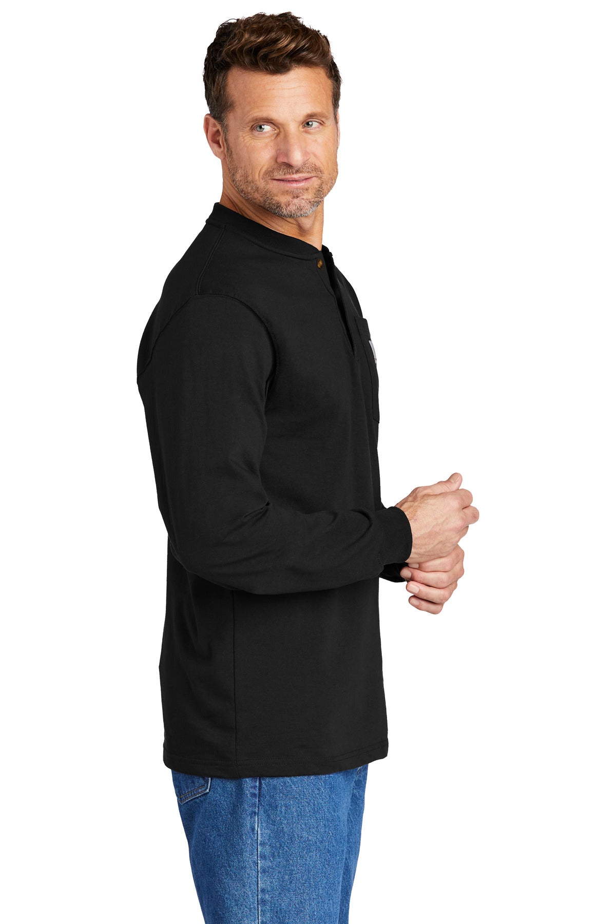 Black Carhartt Long Sleeve Henley T-Shirt CTK128