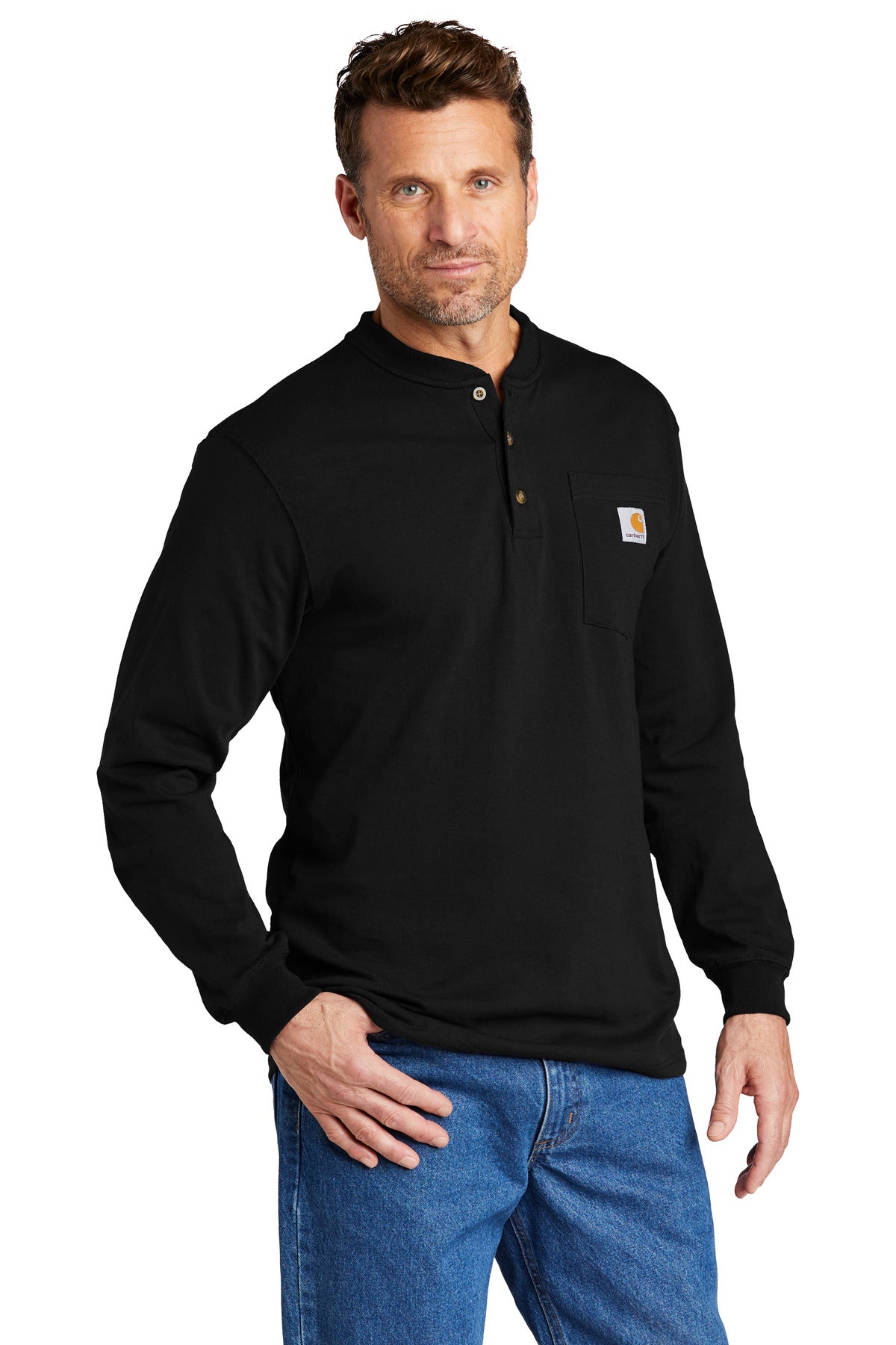 Black Carhartt Long Sleeve Henley T-Shirt CTK128