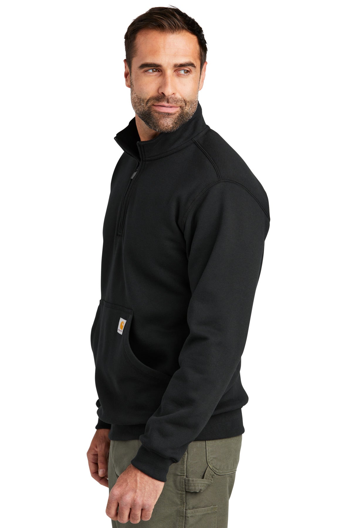 Black Carhartt Midweight 1/4-Zip Mock Neck Sweatshirt CT105294