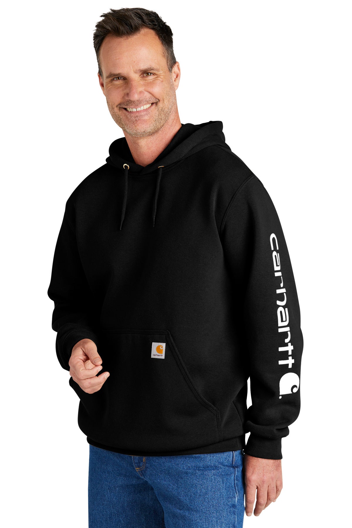 Black Carhartt Midweight Hooded Logo Sweatshirt CTK288