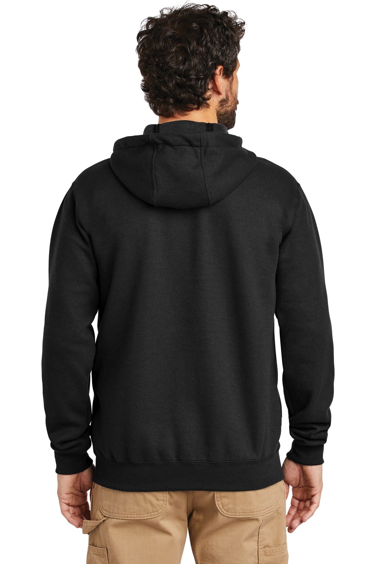 Black Carhartt Midweight Hooded Zip-Front Sweatshirt. CTK122