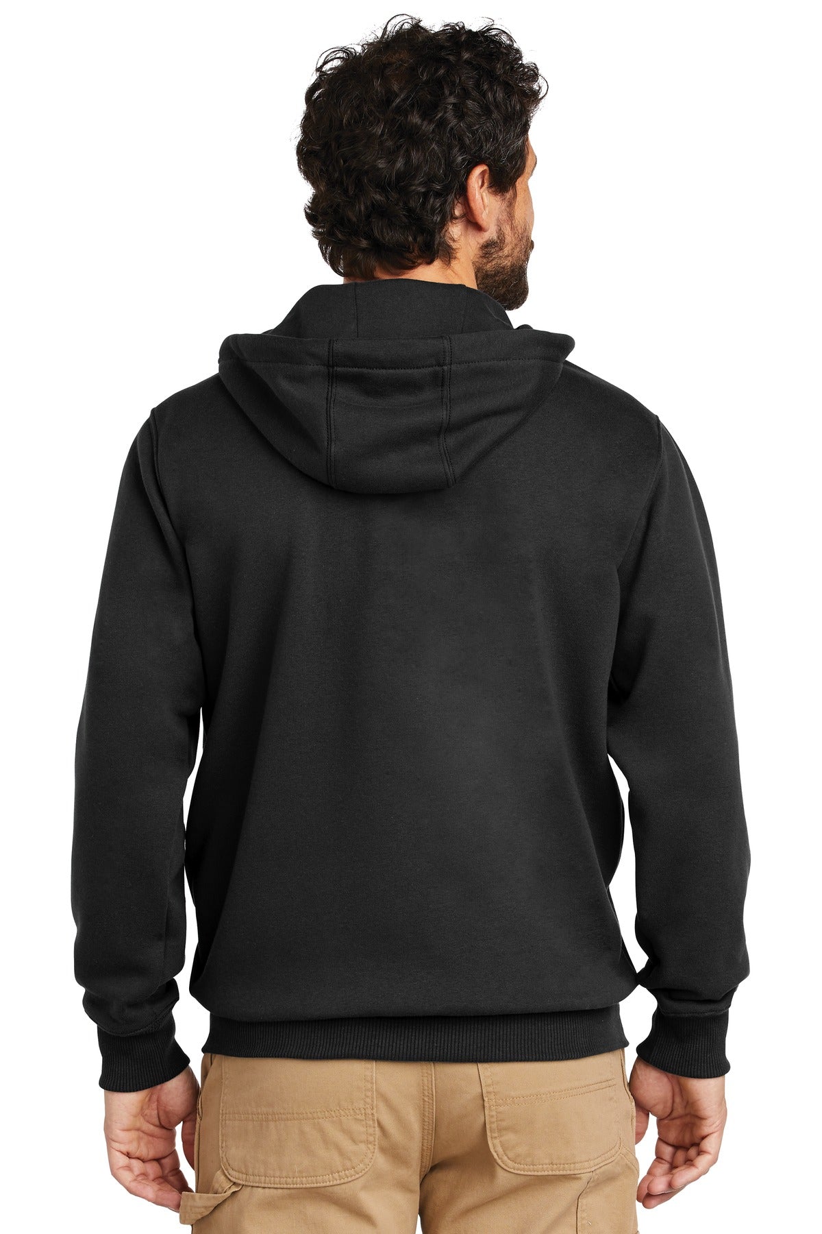 Black Carhartt Rain Defender Paxton Heavyweight Hooded Zip-Front Sweatshirt. CT100614