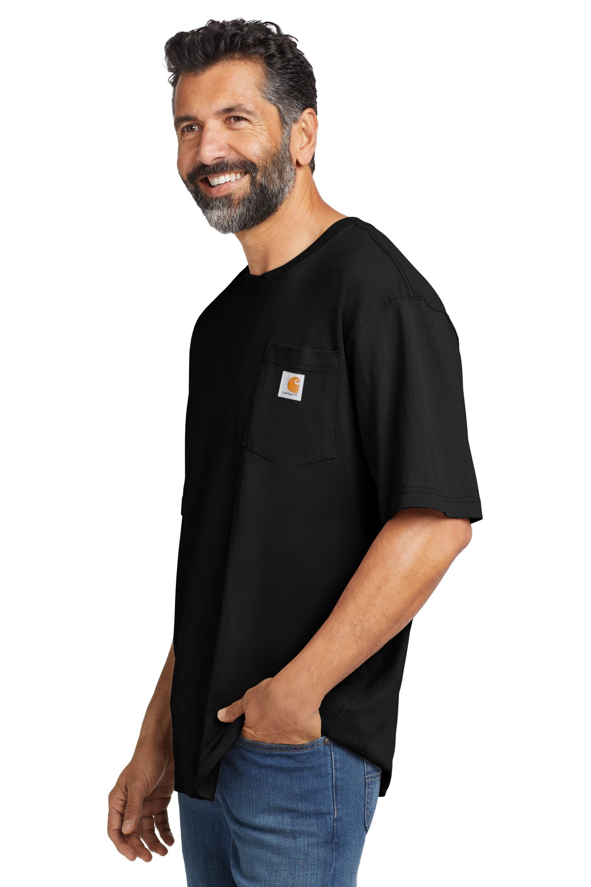 Black Carhartt Tall Workwear Pocket Short Sleeve T-Shirt. CTTK87