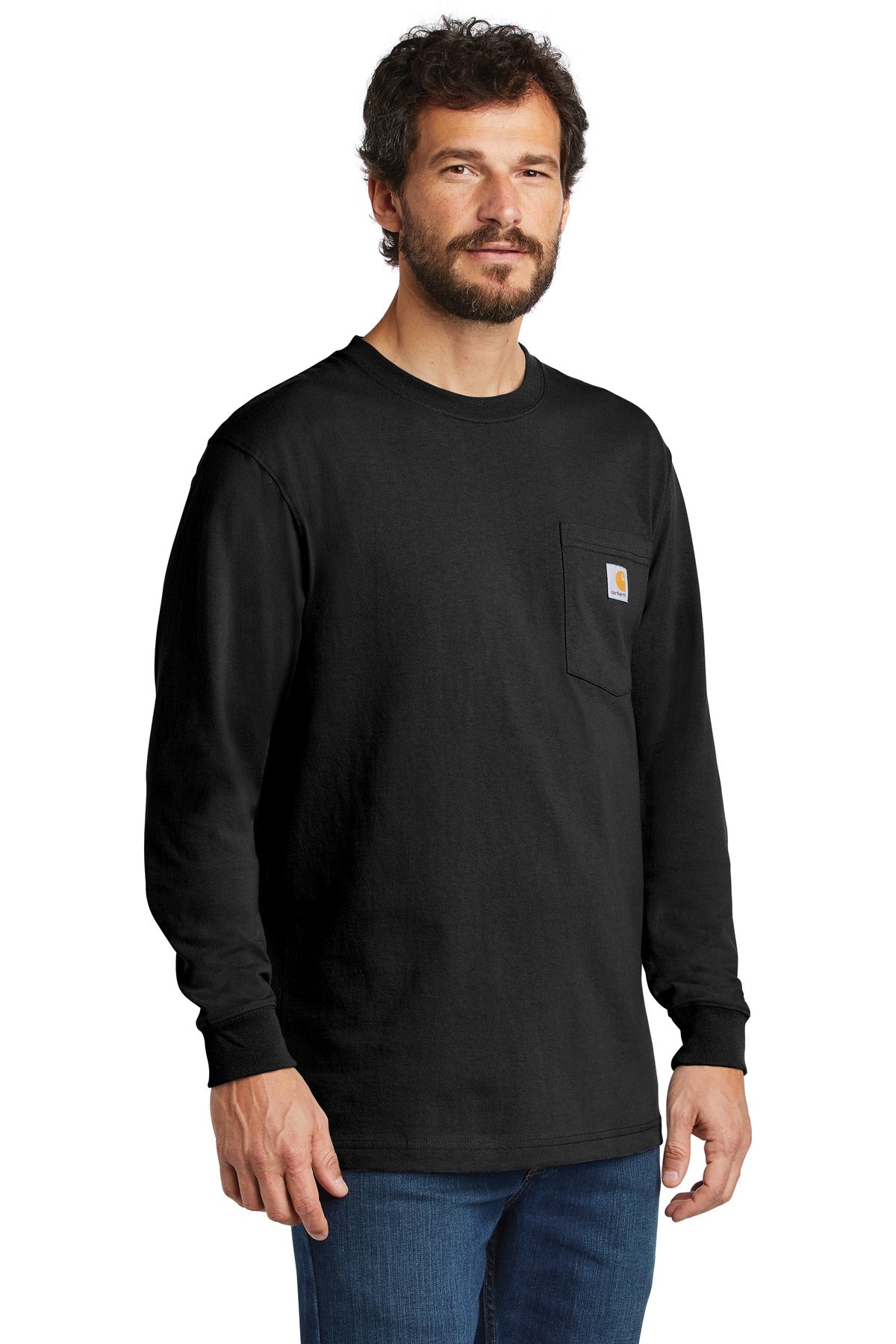 Black Carhartt Workwear Pocket Long Sleeve T-Shirt. CTK126