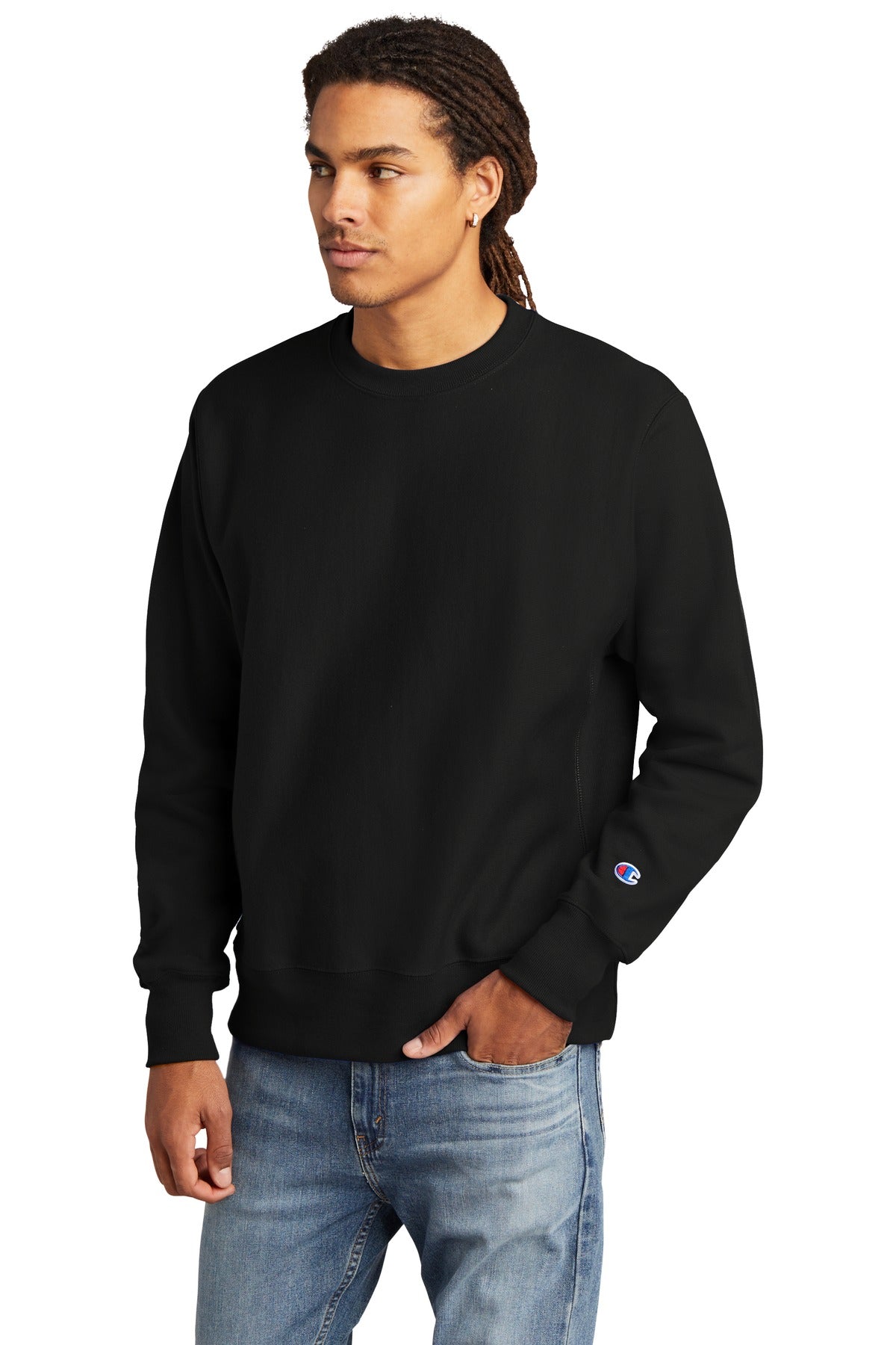 Black Champion Reverse Weave Crewneck Sweatshirt S149
