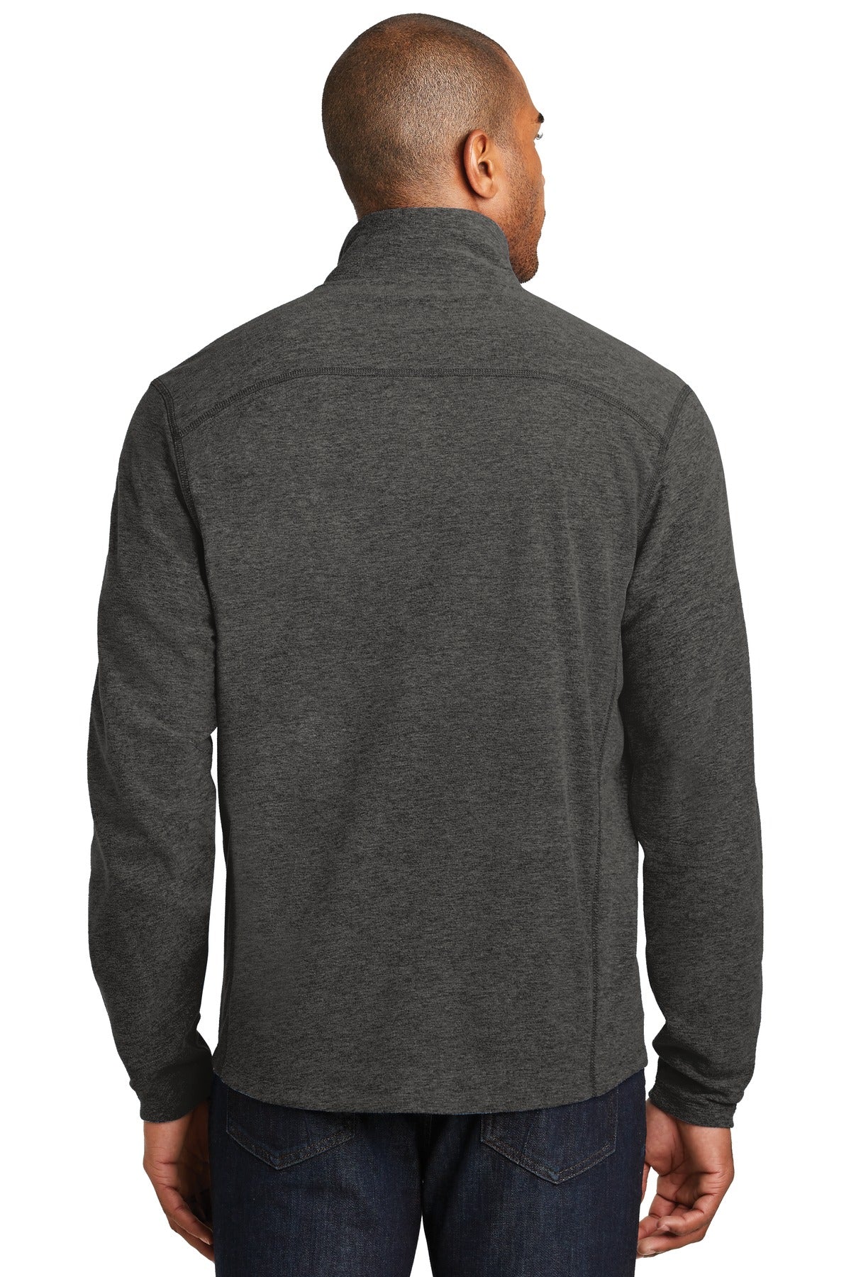 Black Char Hea Port Authority Heather Microfleece Full-Zip Jacket. F235