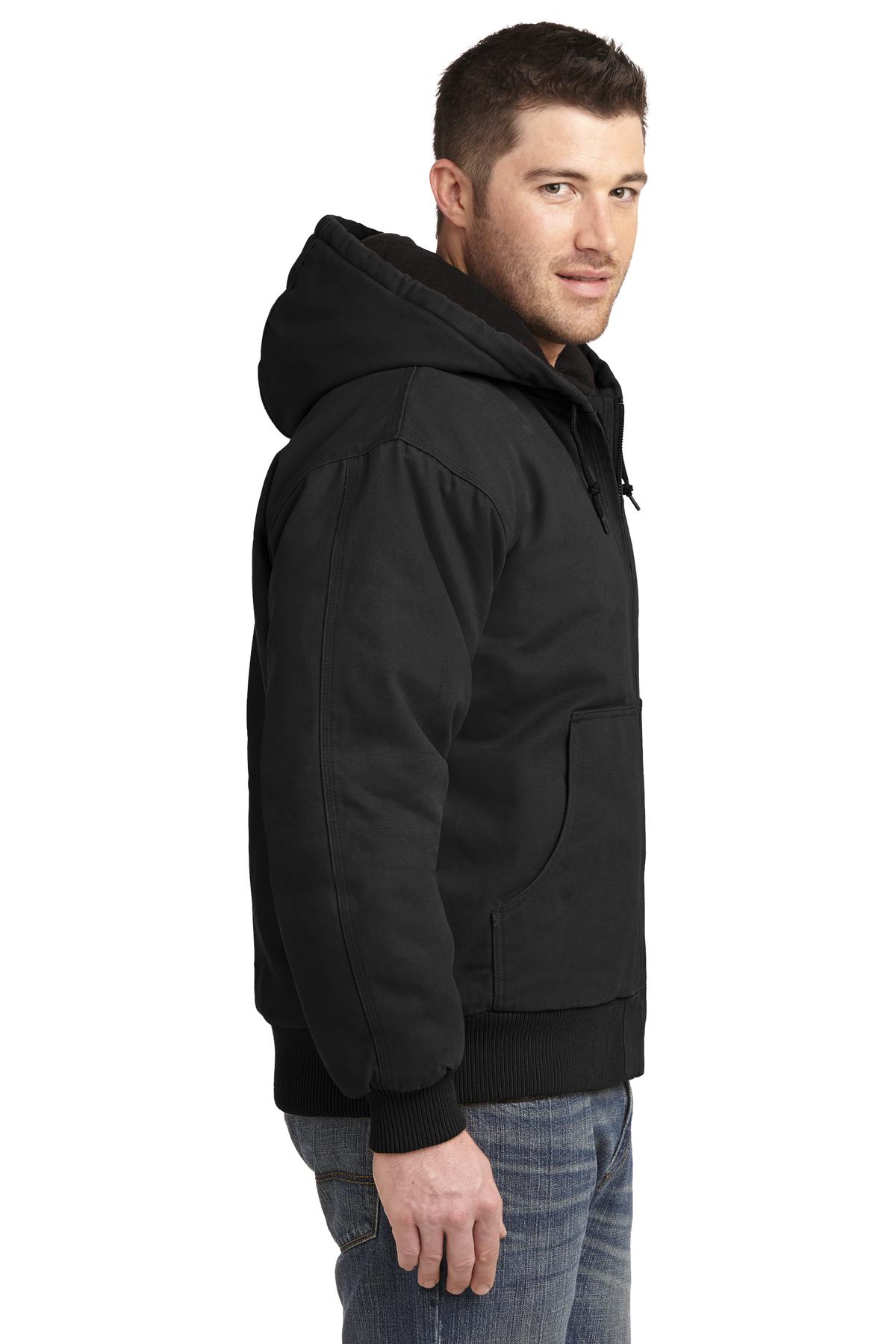 Black CornerStone Washed Duck Cloth Insulated Hooded Work Jacket. CSJ41