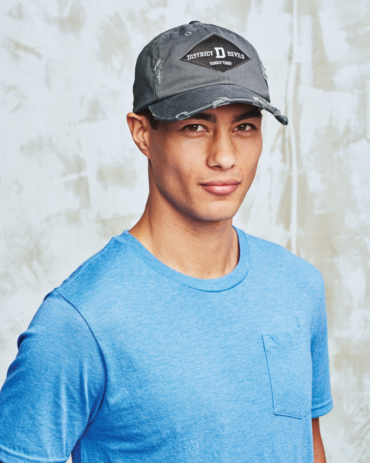 Black District Distressed Cap. DT600