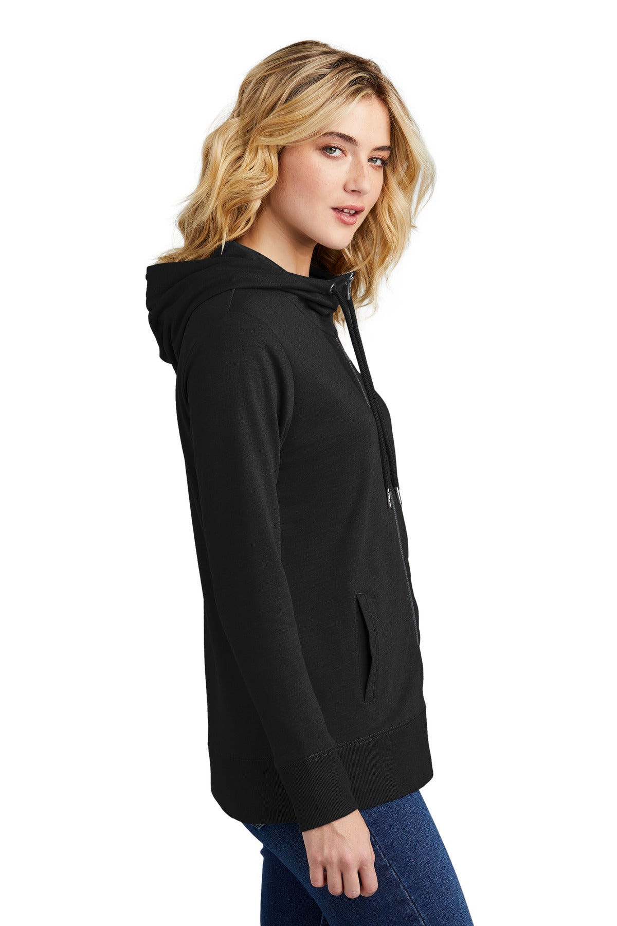 Black District Women's Featherweight French Terry Full-Zip Hoodie DT673