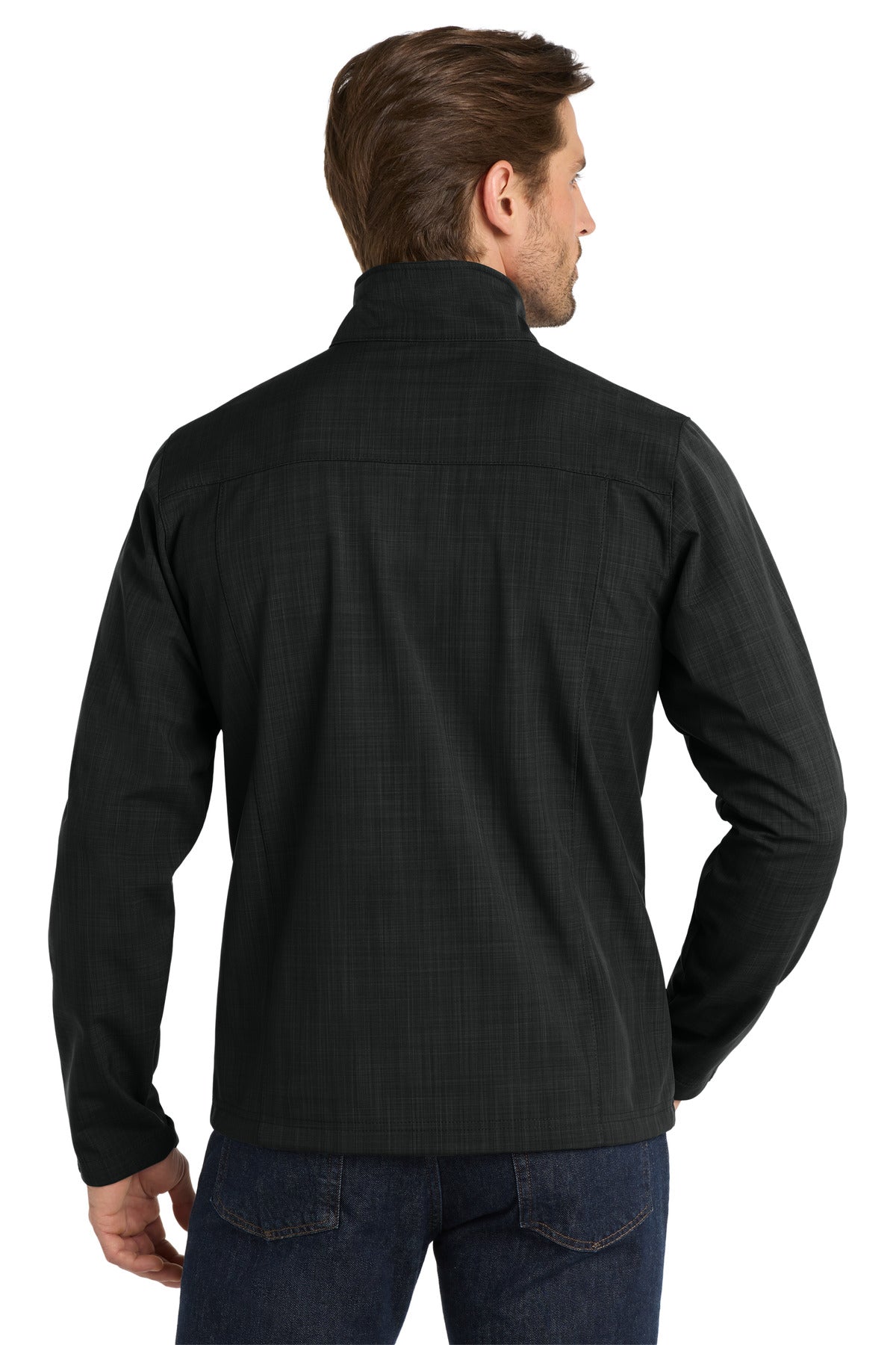 Black Eddie Bauer Shaded Crosshatch Soft Shell Jacket. EB532