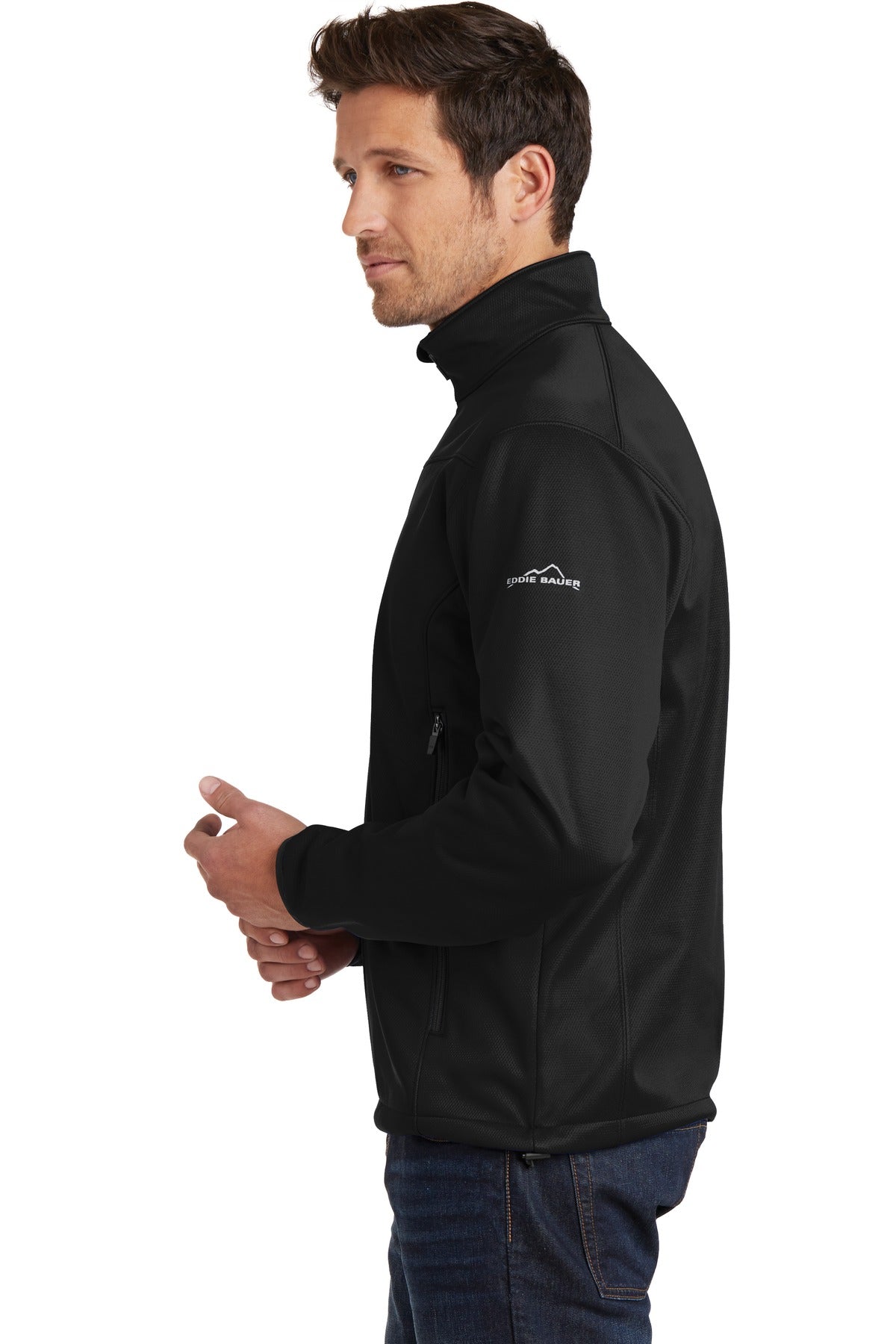 Black Eddie Bauer Weather-Resist Soft Shell Jacket. EB538