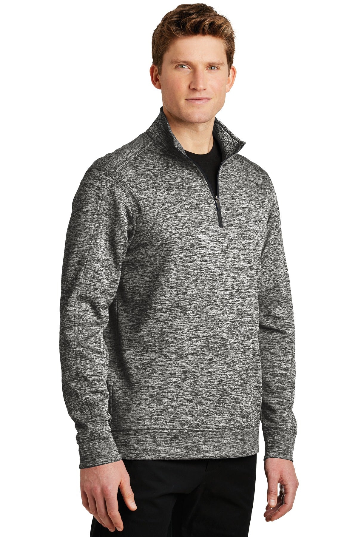 Black Electric Sport-Tek PosiCharge Electric Heather Fleece 1/4-Zip Pullover. ST226