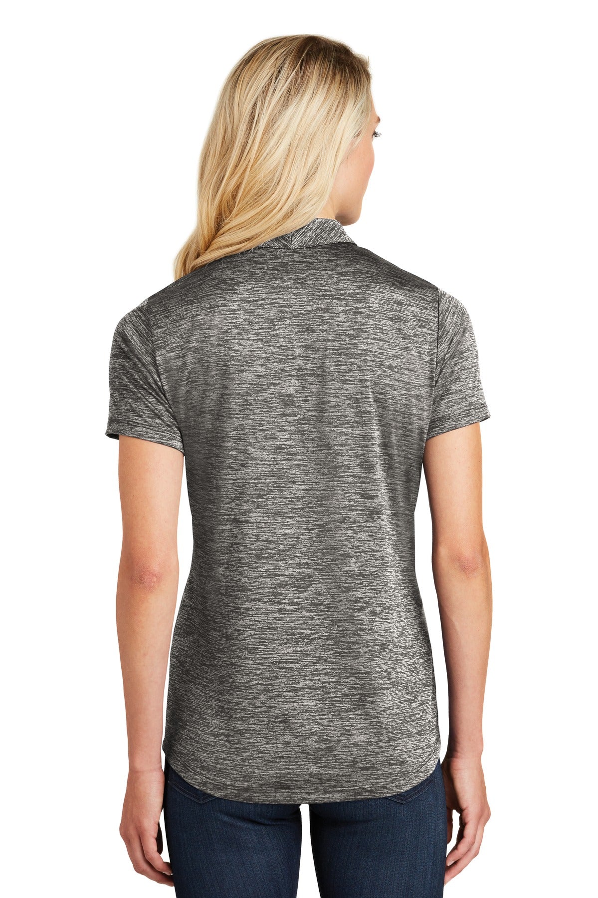 Black Electric Sport-Tek Women's PosiCharge Electric Heather Polo. LST590