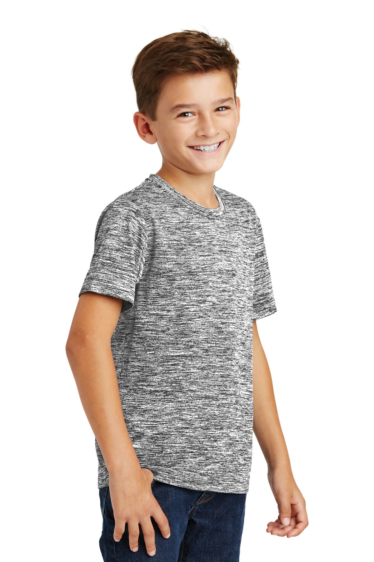 Black Electric Sport-Tek Youth PosiCharge Electric Heather Tee. YST390
