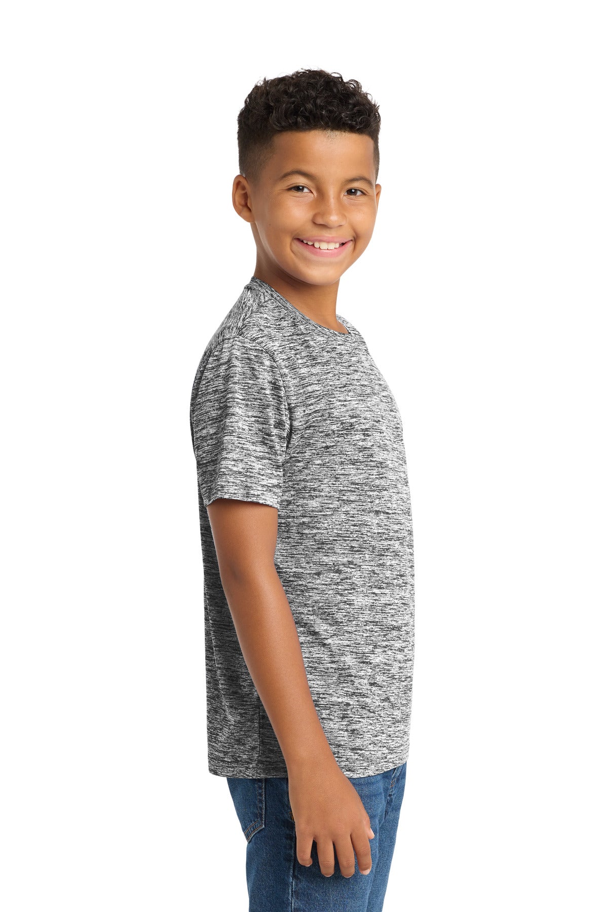 Black Electric Sport-Tek Youth PosiCharge Electric Heather Tee. YST390