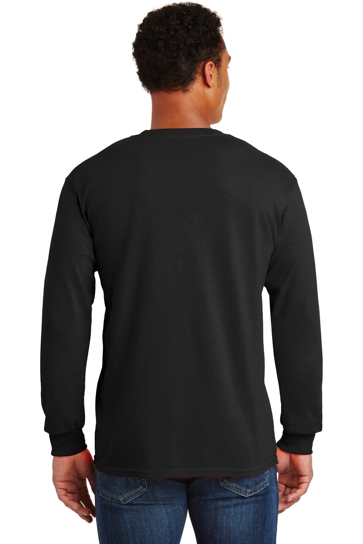 Black Gildan - Ultra Cotton 100% US Cotton Long Sleeve T-Shirt with Pocket. 2410