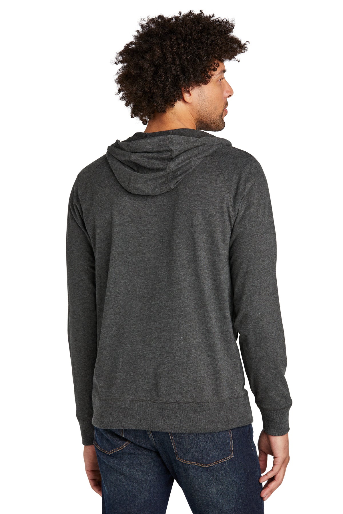 Black Heather New Era Sueded Cotton Blend Full-Zip Hoodie. NEA122