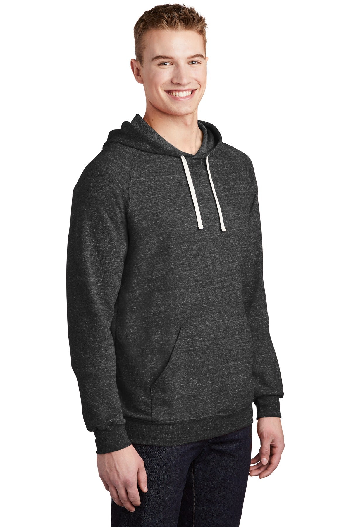 Black Ink Jerzees Snow Heather French Terry Raglan Hoodie 90M