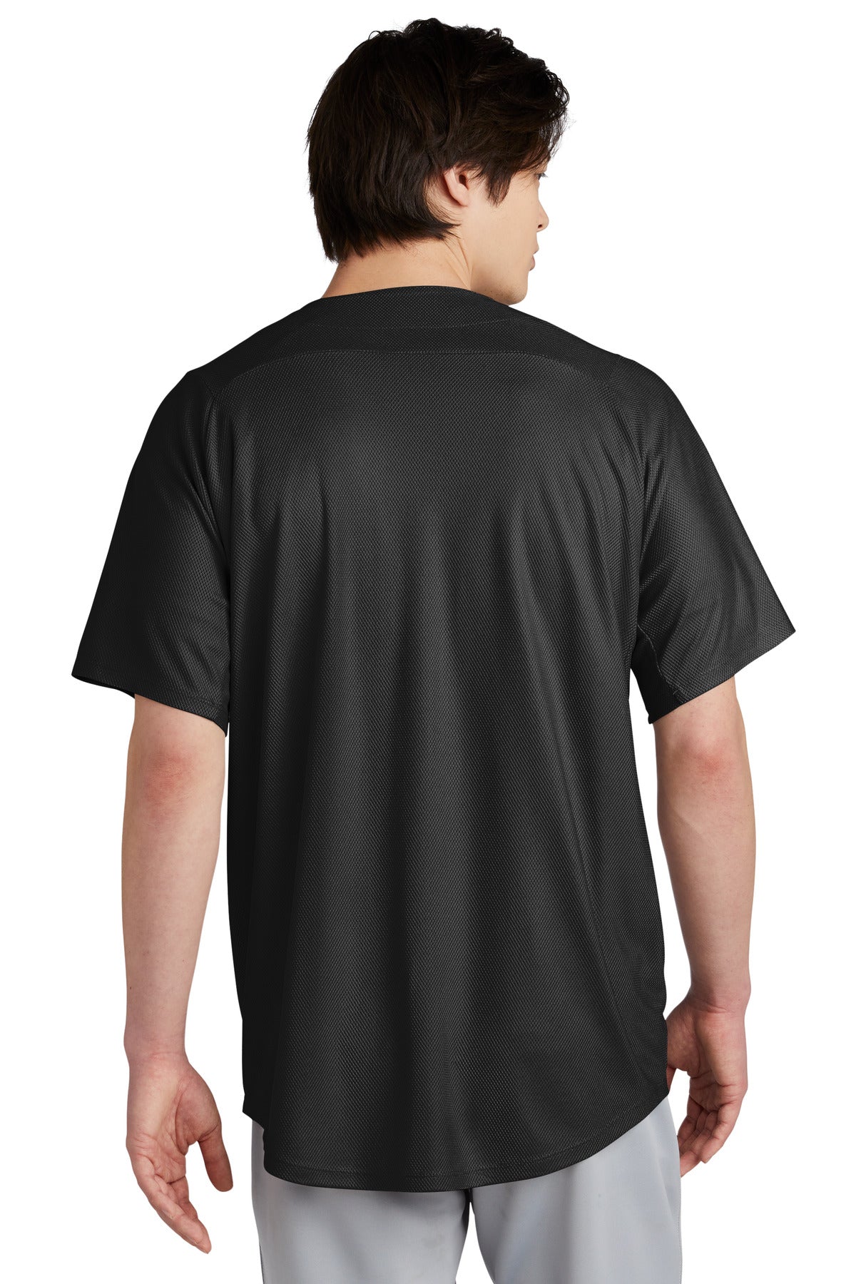 Black New Era Diamond Era Full-Button Jersey. NEA220