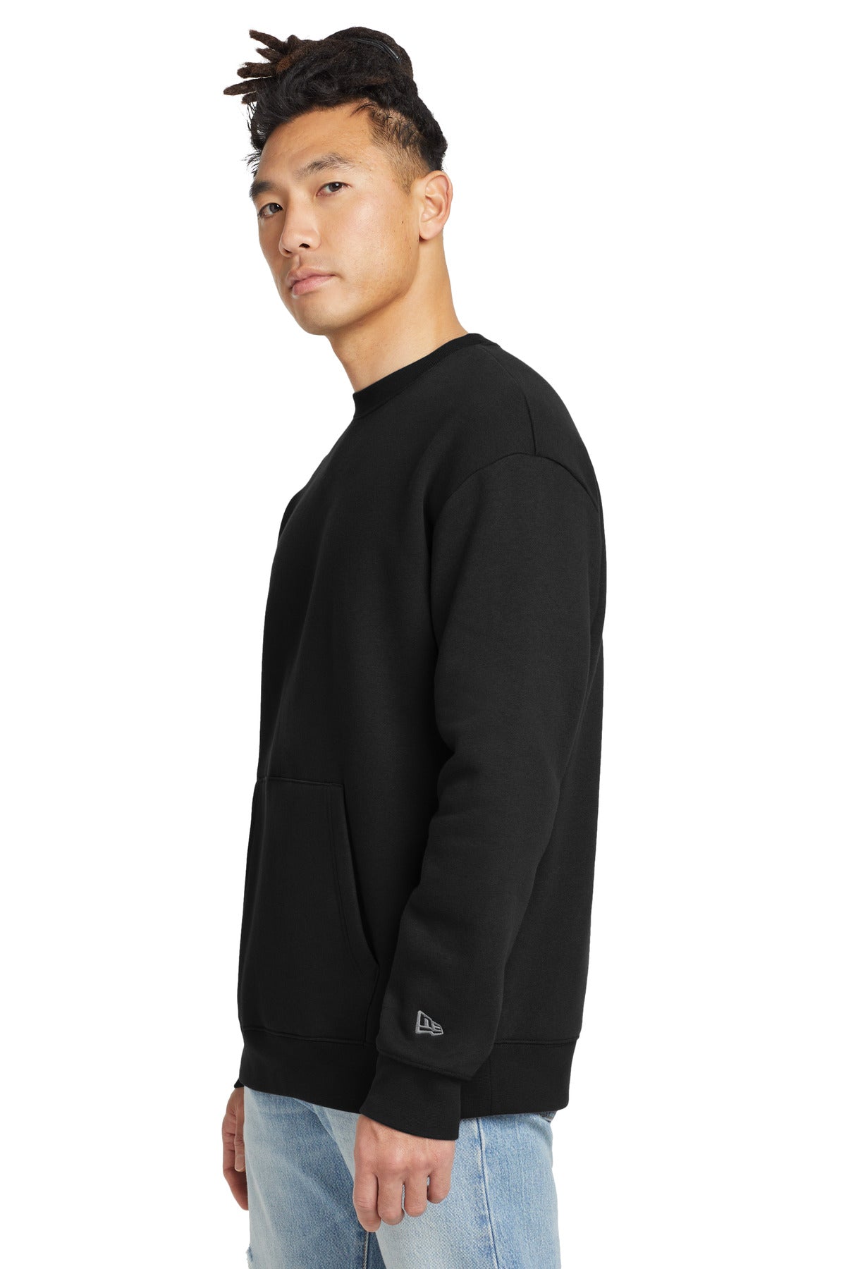 Black New Era Heritage Fleece Pocket Crew NEA527