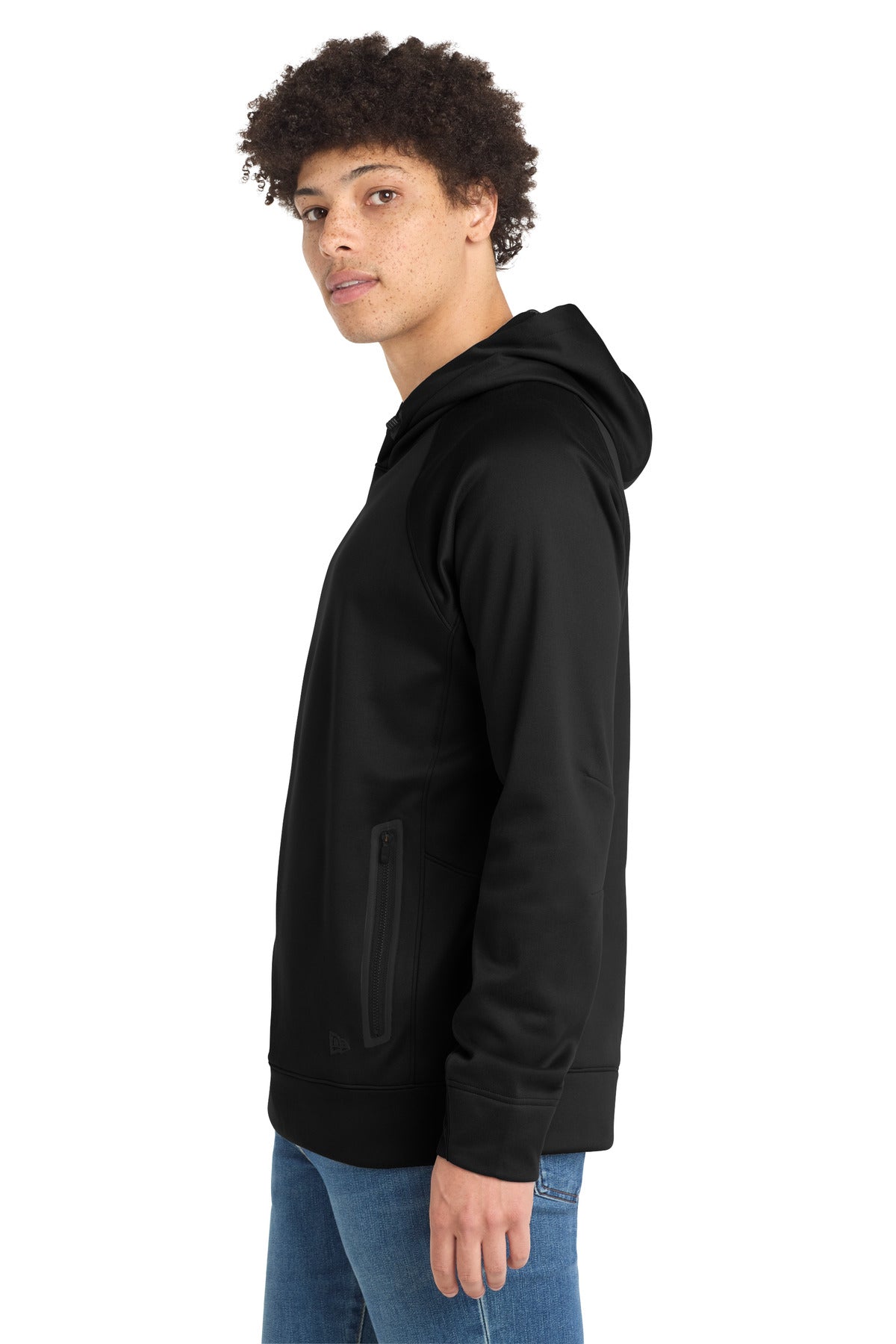 Black New Era Venue Fleece Pullover Hoodie. NEA520