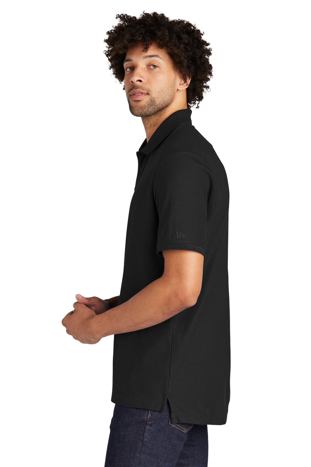 Black New Era Venue Home Plate Polo. NEA300