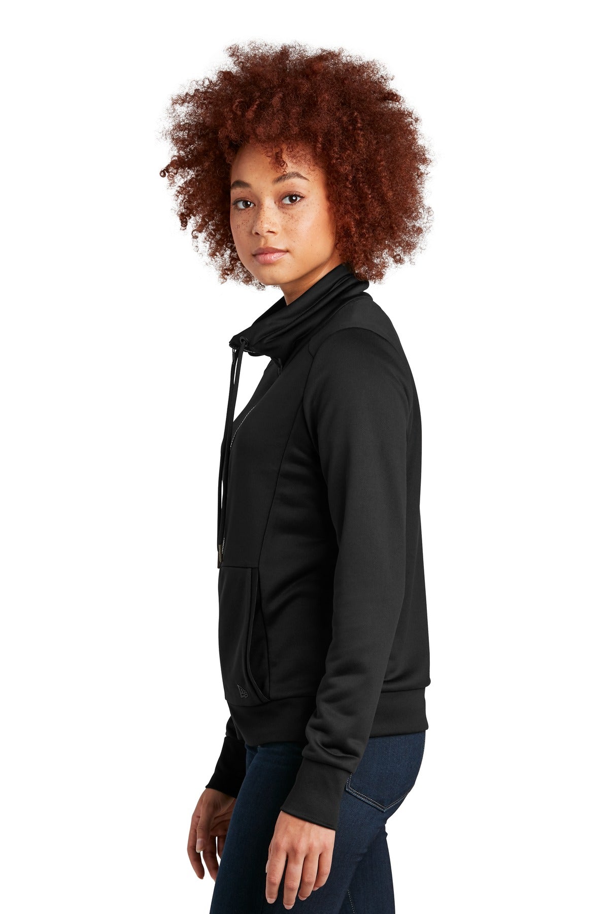 Black New Era Women's Performance Terry Full-Zip Cowl LNEA530