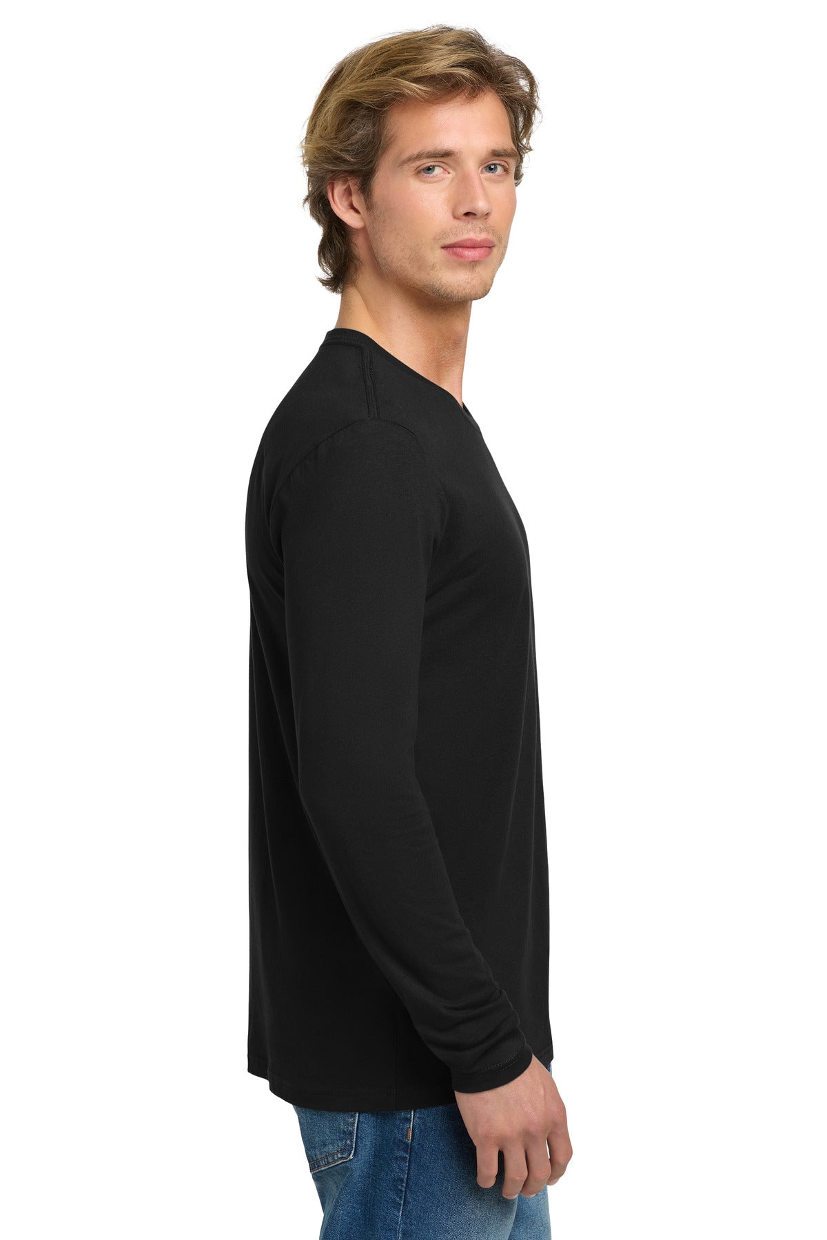Black Next Level Apparel Cotton Long Sleeve Tee. NL3601