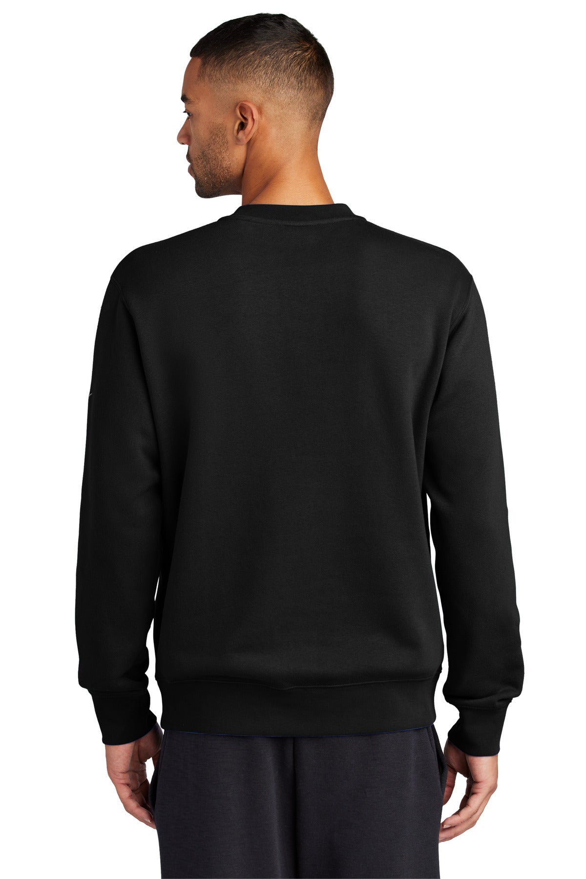 Black Nike Club Fleece Sleeve Swoosh Crew NKFD9863