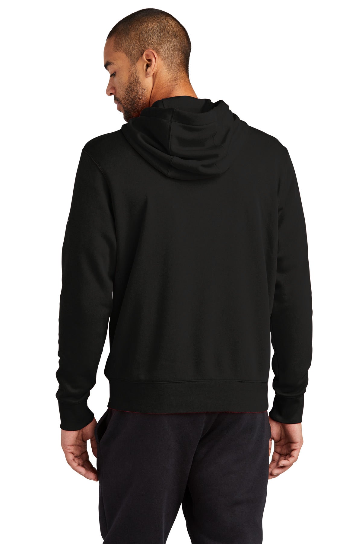 Black Nike Club Fleece Sleeve Swoosh Full-Zip Hoodie NKDR1513