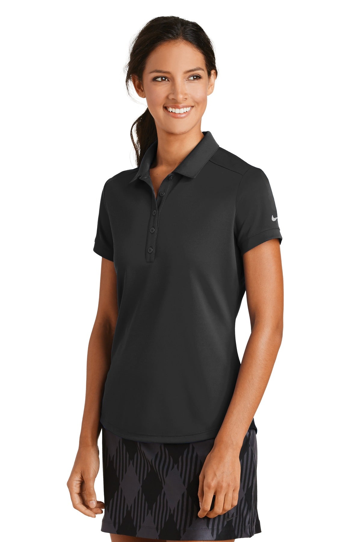 Black Nike Women's Dri-FIT Players Modern Fit Polo. 811807
