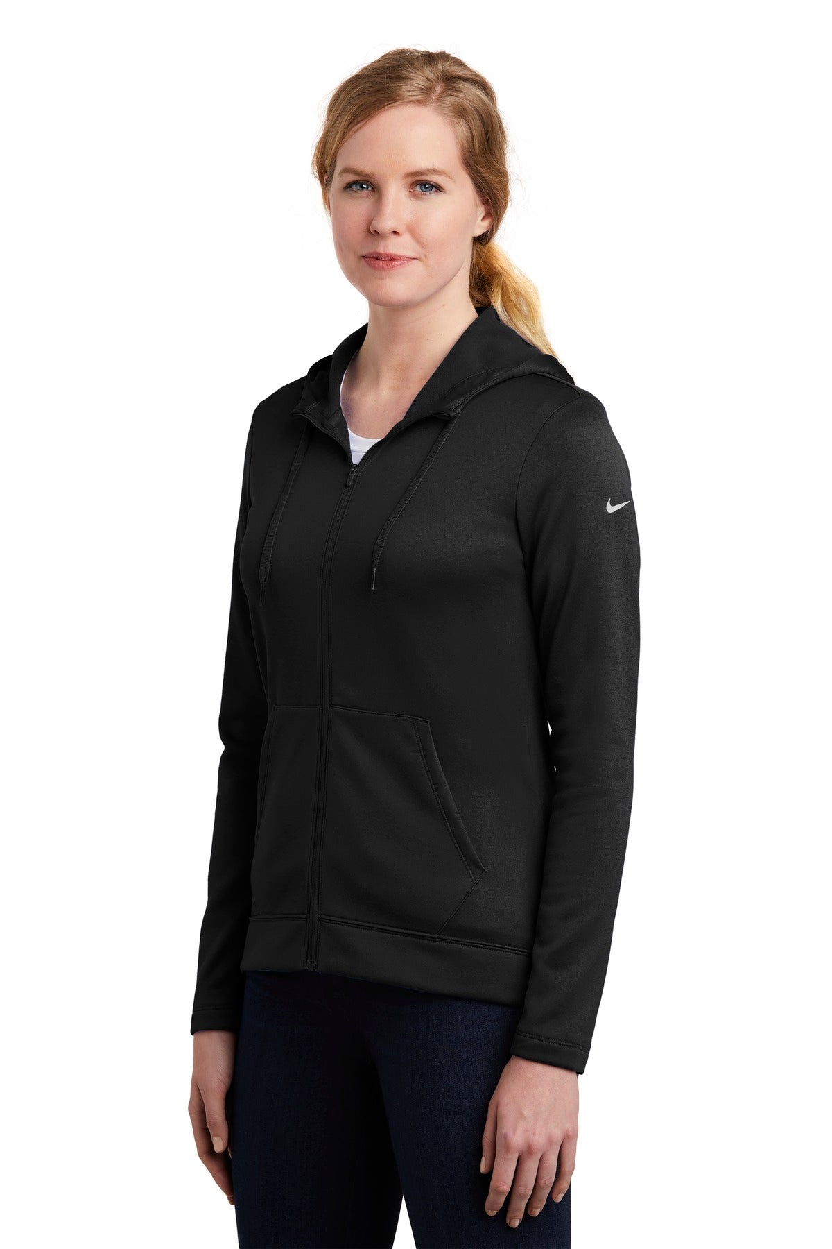 Black Nike Women's Therma-FIT Full-Zip Fleece Hoodie. NKAH6264