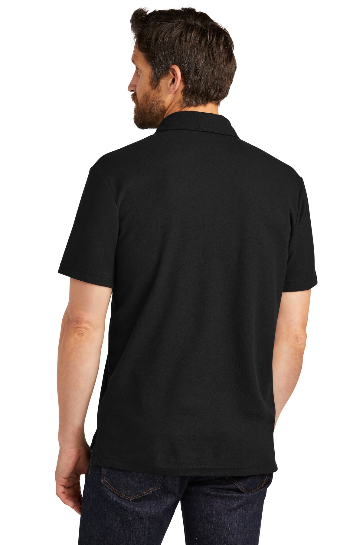 Black Port Authority C-FREE Cotton Blend Pique Pocket Polo K868