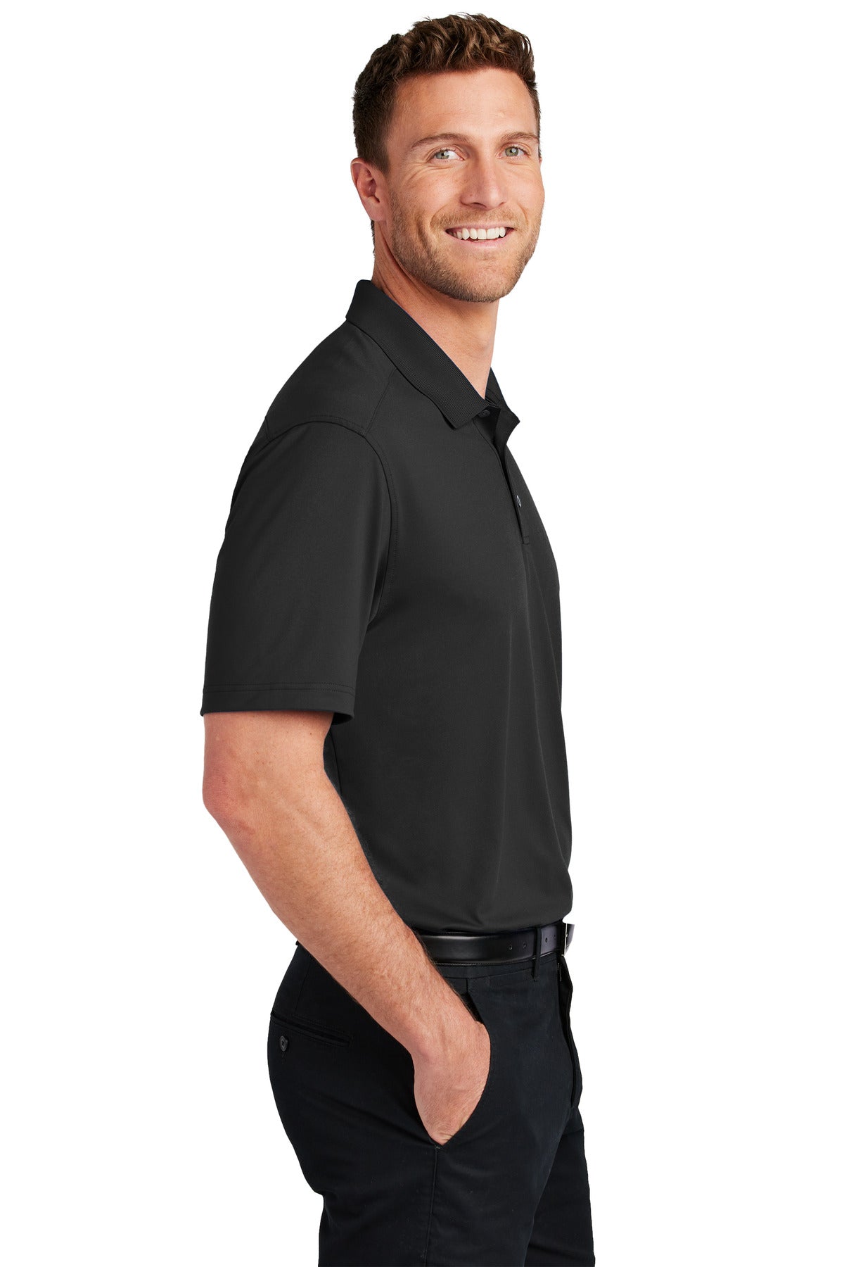 Black Port Authority City Stretch Flat Knit Polo K683
